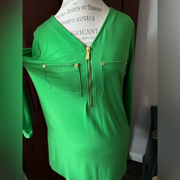 NWOT Michael Kors Green Medium 3/4 Sleeve Shirt - Picture 8 of 13